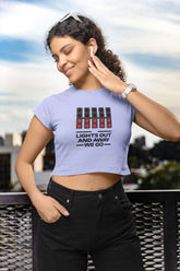 Crop Top with "Lights Out and Away We Go" Print